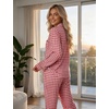 image:imageSWOMOG Pajamas for Women Sets 2 Piece Button Down Printed Pjs Long Sleeve Tops and Pants Sleepwear Cute LoungewearRed White Plaid