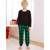 image:imageSWOMOG Unisex Kids Plaid Pajama Pants for Boys amp Girls Comfy Sleepwear Bottoms Lounge Jogger PJ Pants with PocketsBlack  Green Plaid