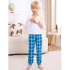 image:imageSWOMOG Unisex Kids Plaid Pajama Pants for Boys amp Girls Comfy Sleepwear Bottoms Lounge Jogger PJ Pants with PocketsCyan Blue