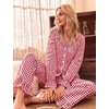 image:imageSWOMOG Women 100 Cotton Pajama Sets Two Piece Long Sleeve Ruffle Pj Sets Button Down Sleepwear Loungewear with PantsRed Plaid
