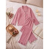 image:imageSWOMOG Women 100 Cotton Pajama Sets Two Piece Long Sleeve Ruffle Pj Sets Button Down Sleepwear Loungewear with PantsRed Plaid