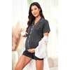image:imageSWOMOG Womens Maternity Nursing Pajama Sets Breastfeeding Sleepwear Postpartum Lounge Sets Double Layer Short Sleeve PjsDeep Grey
