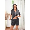 image:imageSWOMOG Womens Maternity Nursing Pajama Sets Breastfeeding Sleepwear Postpartum Lounge Sets Double Layer Short Sleeve PjsDeep Grey