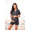 image:imageSWOMOG Womens Maternity Nursing Pajama Sets Breastfeeding Sleepwear Postpartum Lounge Sets Double Layer Short Sleeve PjsDeep Grey