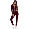 image:imageSWOMOG Womens Pajamas Jumpsuits Zipup Hoodie Union Jumpsuit Romper Long Sleeve Sexy Onesie Bodysuits One Piece SleepwearGrape Purple