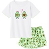 image:imageSWOMOG Girls Pajama Set Short Sleeve Tops amp Ruffled Shorts with Pocket 2 Piece Summer Pajamas for Kids Size 615Love Avocado