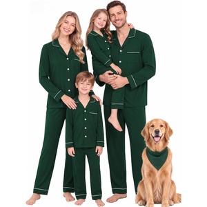 image:imageSWOMOG Family Christmas Pajamas Set Long Sleeve Button Down Sleepwear Festival Party Xmas Holiday Pjs SetGreen