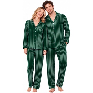image:imageSWOMOG Family Christmas Pajamas Set Long Sleeve Button Down Sleepwear Festival Party Xmas Holiday Pjs SetGreen Stripes