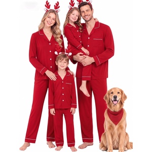 image:imageSWOMOG Family Christmas Pajamas Set Long Sleeve Button Down Sleepwear Festival Party Xmas Holiday Pjs SetRed