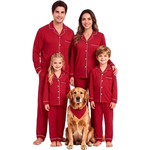 image:imageSWOMOG Family Matching Christmas Pajama Sets UltraSoft PJs Sets Long Sleeve Button Down SleepwearLight Red