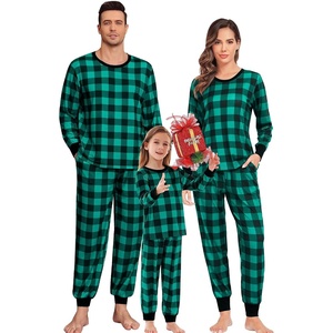 image:imageSWOMOG Family Matching Christmas Pajama Sets UltraSoft PJs Sets Long Sleeve Button Down SleepwearPull Over Green Plaid