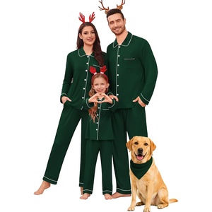 image:imageSWOMOG Family Matching Pajamas Set Button Down Sleepwear Long Sleeve Nightwear Christmas PJS Holiday Pajamas2 Green