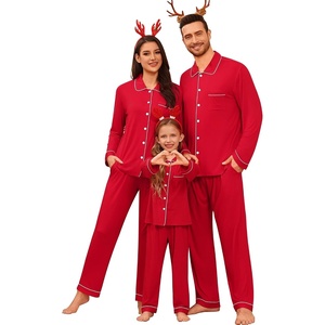 image:imageSWOMOG Family Matching Pajamas Set Button Down Sleepwear Long Sleeve Nightwear Christmas PJS Holiday Pajamas2 Red
