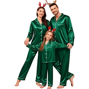 image:imageSWOMOG Family Matching Pajamas Set Satin Long Sleeve Button Down 2 PCS Pjs Pajama Top amp Pants Holiday Sleepwear SetEmerald Green