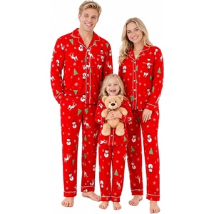 image:imageSWOMOG Family Pajamas Matching Set Long Sleeve Lounge Set Button Down PjsChristmas Pattern Red
