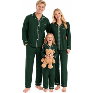 image:imageSWOMOG Family Pajamas Matching Set Long Sleeve Lounge Set Button Down PjsGreen