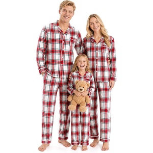 image:imageSWOMOG Family Pajamas Matching Set Long Sleeve Lounge Set Button Down PjsRed  White Plaid
