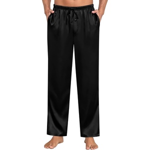image:imageSWOMOG Mens Satin Silky Pajama Pants Soft Silk Long Pajama Bottoms with Drawstring amp Button Fly amp PocketsBlack