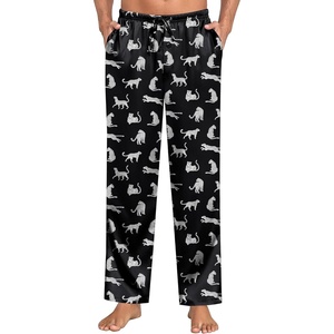 image:imageSWOMOG Mens Satin Silky Pajama Pants Soft Silk Long Pajama Bottoms with Drawstring amp Button Fly amp PocketsWhite Leopard