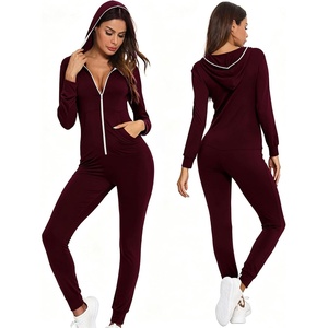 image:imageSWOMOG Womens Pajamas Jumpsuits Zipup Hoodie Union Jumpsuit Romper Long Sleeve Sexy Onesie Bodysuits One Piece SleepwearGrape Purple