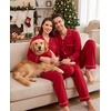 image:imageSWOMOG 100 Cotton Matching Christmas Couple Pajamas Set amp Dog BandanaRed
