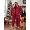 image:imageSWOMOG 100 Cotton Matching Christmas Couple Pajamas Set amp Dog BandanaRed Striped