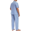 image:imageSWOMOG 100 Cotton Pajama Set For Men 2Pcs Button Down Pjs Set Short Sleeve Sleepwear with Long Pants Soft Stripe Nightwear Blue