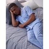image:imageSWOMOG 100 Cotton Pajama Set For Men 2Pcs Button Down Pjs Set Short Sleeve Sleepwear with Long Pants Soft Stripe Nightwear Blue