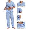 image:imageSWOMOG 100 Cotton Pajama Set For Men 2Pcs Button Down Pjs Set Short Sleeve Sleepwear with Long Pants Soft Stripe Nightwear Blue