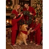 image:imageSWOMOG Christmas Family Matching Pajamas Long Sleeve Button Down Sleepwear Festival Party Holiday Pjs SetsRed