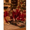 image:imageSWOMOG Christmas Family Matching Pajamas Long Sleeve Button Down Sleepwear Festival Party Holiday Pjs SetsRed