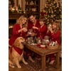 image:imageSWOMOG Christmas Family Matching Pajamas Long Sleeve Button Down Sleepwear Festival Party Holiday Pjs SetsRed