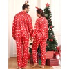 image:imageSWOMOG Couples Silky Satin Pajama Set Long Sleeve Pj Set Button Dwon Loungewear 2 PCS Sleepwear Set Men Christmas Red Small
