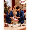 image:imageSWOMOG Couples Silky Satin Pajama Set Long Sleeve Pj Set Button Dwon Loungewear 2 PCS Sleepwear Set Women Navy Blue Medium