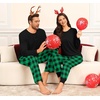 image:imageSWOMOG Family Christmas Matching Pajamas Sets Long Sleeve Pjs Holiday Sleepwear Women Men Soft Loungewear SetEvergreen Christmas Plaid
