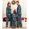 image:imageSWOMOG Family Matching Pajama Set Silky Satin Pajamas Long Sleeve Sleepwear Button Down Loungewear 2 Pcs Pj SetChristmas Cute Print 140Age for 1011Y