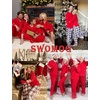 image:imageSWOMOG Matching Couple Christmas Pajamas Set Modal Long Sleeve ButtonDown Sleepwear Family Festival Party Xmas PJs Sets Men Red  Solid Medium