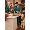 image:imageSWOMOG Matching Family Christmas Pajamas Set Silk Satin Button Down Sleepwear Festival Party Pj Set Dark Green
