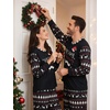 image:imageSWOMOG Matching Family Pajama Set Couple Christmas Printed Sleepwear Xmas Long Sleeve Lounge Set Men amp Women Pjs SetBlack Christmas Tree  Pullover