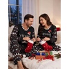 image:imageSWOMOG Matching Family Pajama Set Couple Christmas Printed Sleepwear Xmas Long Sleeve Lounge Set Men amp Women Pjs SetBlack Christmas Tree  Pullover