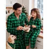image:imageSWOMOG Matching Family Pajama Set Couple Christmas Printed Sleepwear Xmas Long Sleeve Lounge Set Men amp Women Pjs SetBlack Green