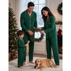 image:imageSWOMOG Matching Family Pajama Set Couple Christmas Printed Sleepwear Xmas Long Sleeve Lounge Set Men amp Women Pjs SetChristmas Green  Button
