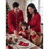 image:imageSWOMOG Matching Family Pajama Set Couple Christmas Printed Sleepwear Xmas Long Sleeve Lounge Set Men amp Women Pjs SetRed  Button