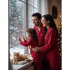 image:imageSWOMOG Matching Family Pajama Set Couple Christmas Printed Sleepwear Xmas Long Sleeve Lounge Set Men amp Women Pjs SetRed  Button