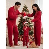 image:imageSWOMOG Matching Family Pajama Set Couple Christmas Printed Sleepwear Xmas Long Sleeve Lounge Set Men amp Women Pjs SetRed  Button