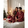 image:imageSWOMOG Matching Family Pajama Set Couple Christmas Printed Sleepwear Xmas Long Sleeve Lounge Set Men amp Women Pjs SetRed Black Plaid  Button
