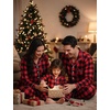 image:imageSWOMOG Matching Family Pajama Set Couple Christmas Printed Sleepwear Xmas Long Sleeve Lounge Set Men amp Women Pjs SetRed Black Plaid  Button