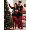 image:imageSWOMOG Matching Family Pajama Set Couple Christmas Printed Sleepwear Xmas Long Sleeve Lounge Set Men amp Women Pjs SetRed Christmas Elk  Pullover