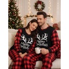 image:imageSWOMOG Matching Family Pajama Set Couple Christmas Printed Sleepwear Xmas Long Sleeve Lounge Set Men amp Women Pjs SetRed Christmas Elk  Pullover