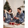 image:imageSWOMOG Matching Family Pajama Set Couple Christmas Printed Sleepwear Xmas Long Sleeve Lounge Set Men amp Women Pjs SetSnow Hat  Button